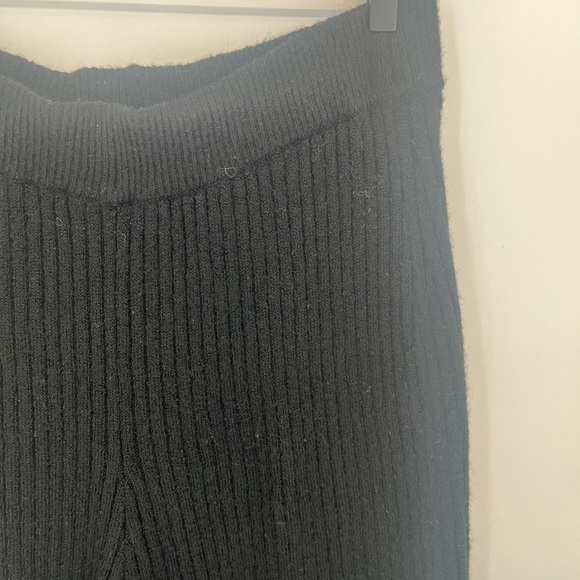 H&M Rib Knit Wide Leg High Rise Trousers In Black - Picture 4 of 8